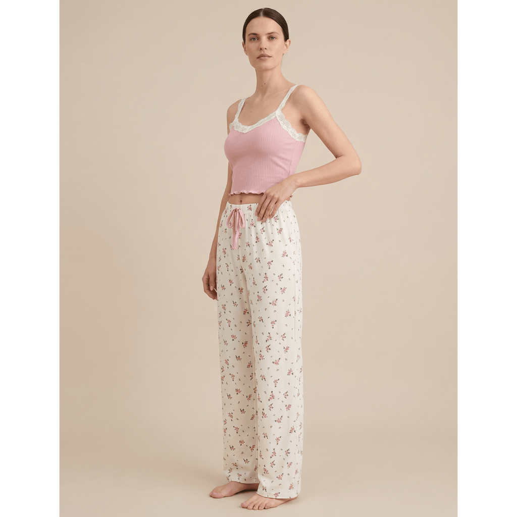 Ensemble de pyjama femme rose et blanc – Élégance et Confort Absolus