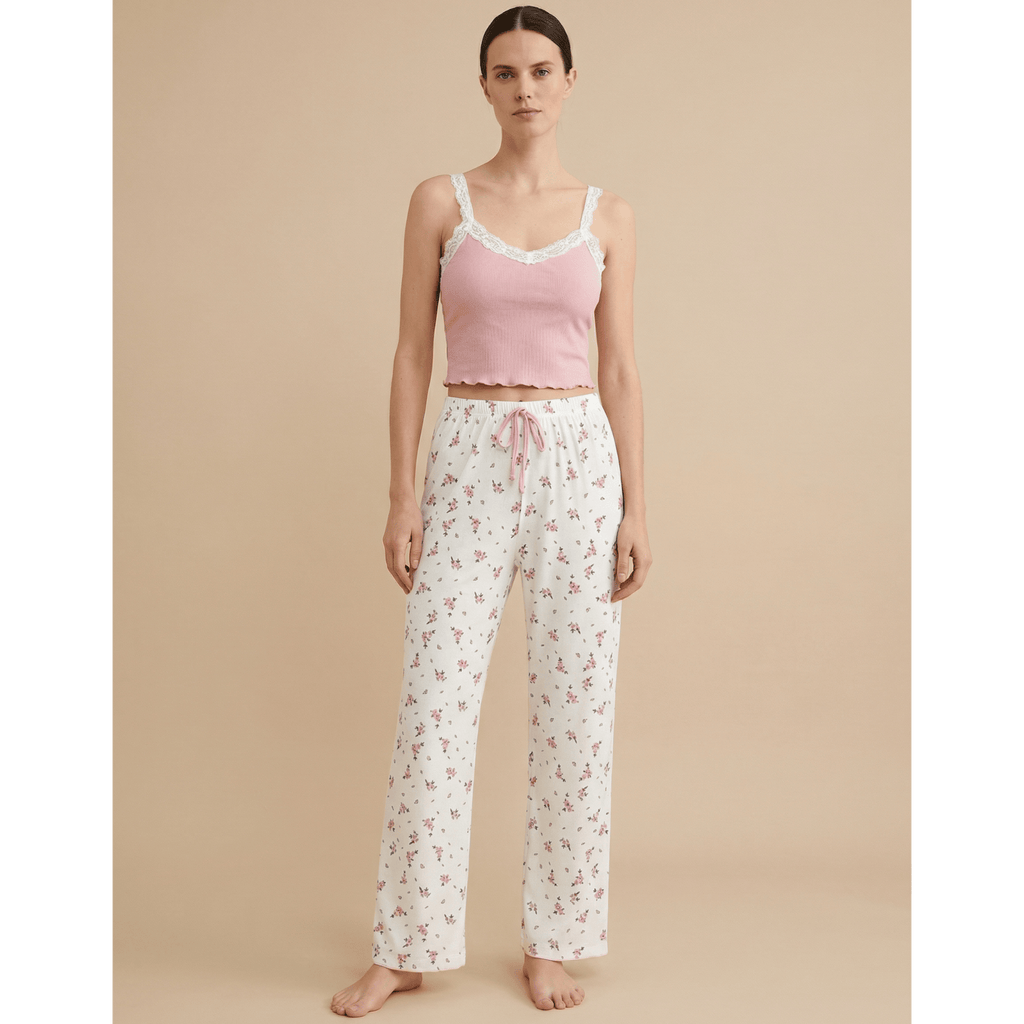 Ensemble de pyjama femme rose et blanc – Élégance et Confort Absolus