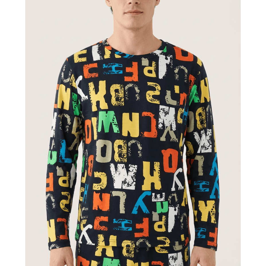 Ensemble de pyjama homme noir à motif