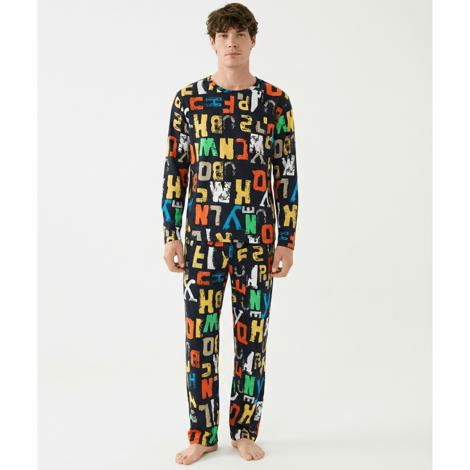 Ensemble de pyjama homme noir à motif