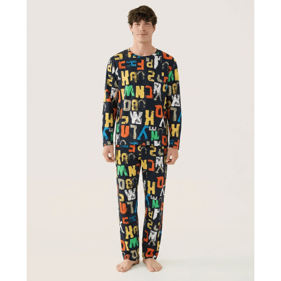 Ensemble de pyjama homme noir à motif