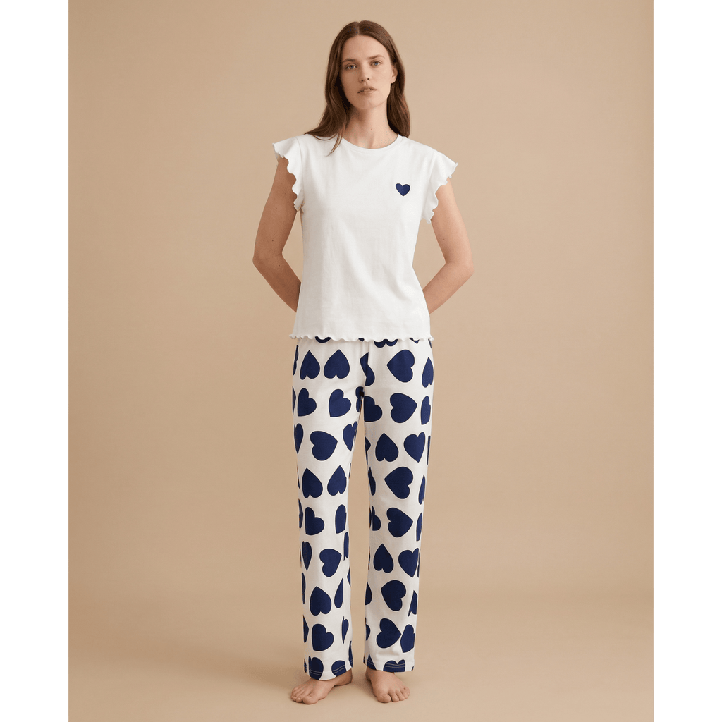 Ensemble pyjama femme coeur en coton – Confort chic & douceur unique