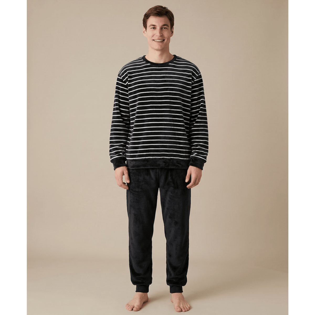 Ensemble pyjama homme polaire rayé – Confort intense & style unique