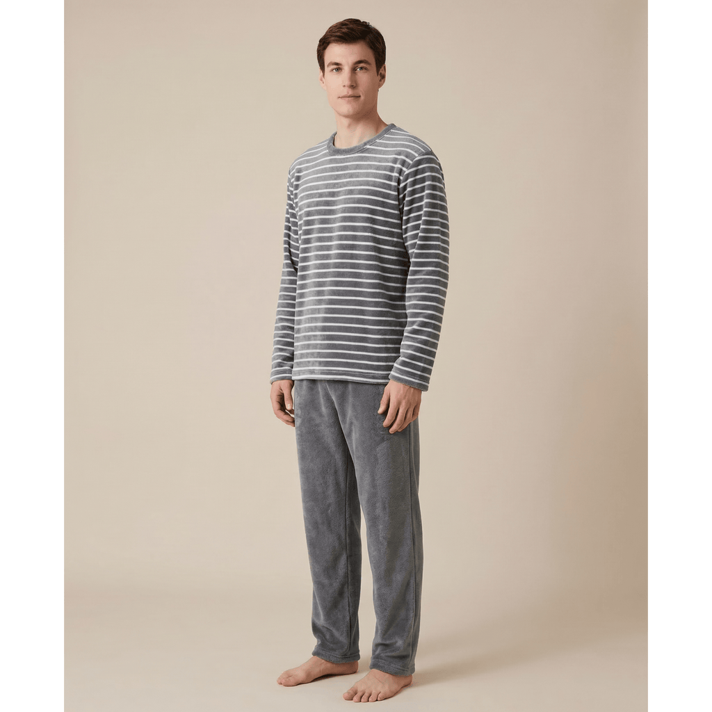 Ensemble pyjama homme polaire rayé – Confort intense & style unique