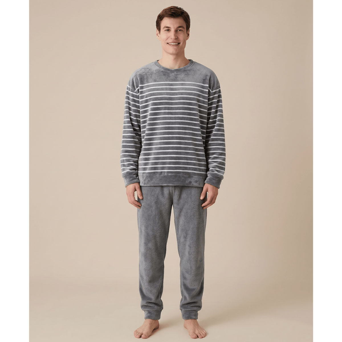 Ensemble pyjama homme polaire rayé – Confort intense & style unique