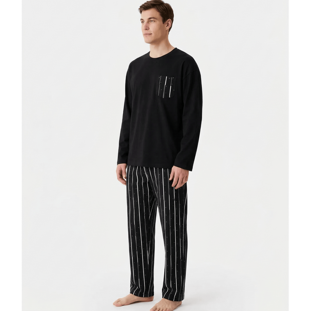 Ensemble pyjama hommes noir et doré – Confort Élégant à Découvrir