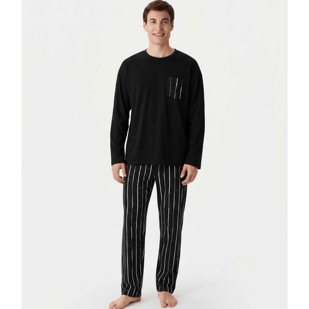 Ensemble pyjama hommes noir et doré – Confort Élégant à Découvrir