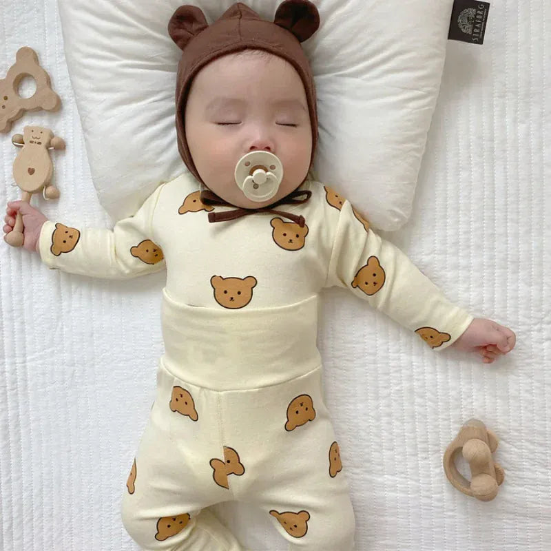 Pyjama bebe ours beige – Confort doux et style craquant