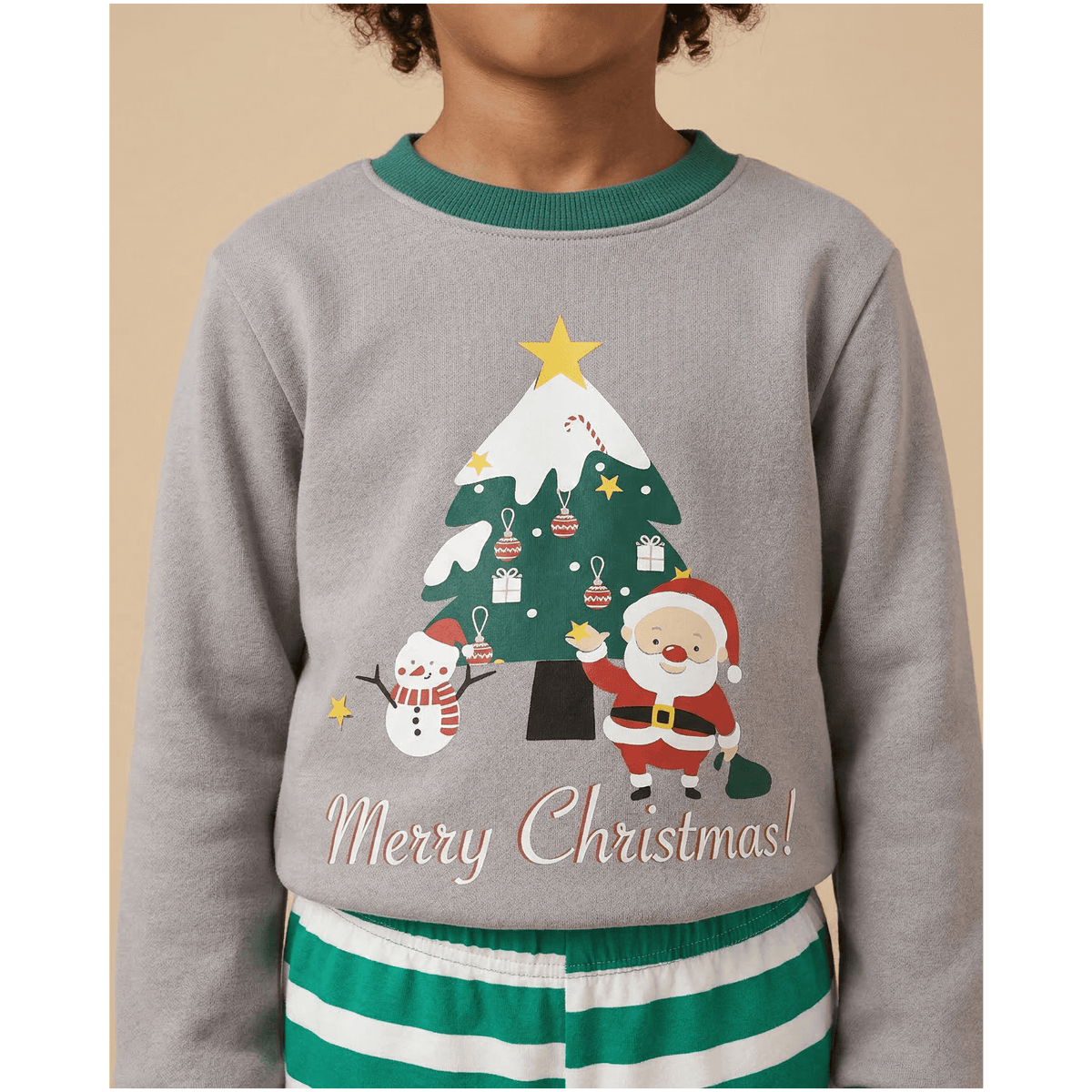 Pyjama de noël enfant vert et gris – Confort unique et style irrésistible