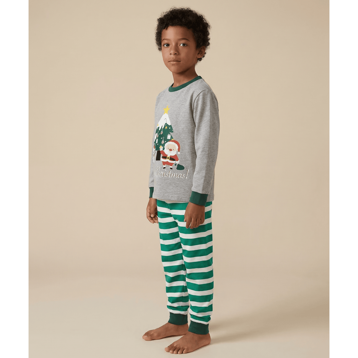 Pyjama de noël enfant vert et gris – Confort unique et style irrésistible