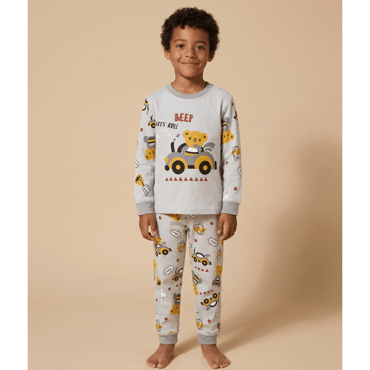 Pyjama enfant gris à motif – Confort unique pour nuits enchantées