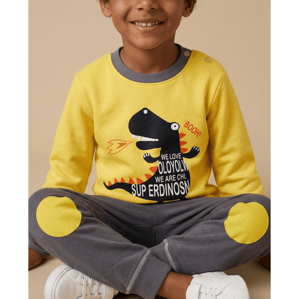 Pyjama enfant jaune et gris – Confort unique pour des nuits magiques