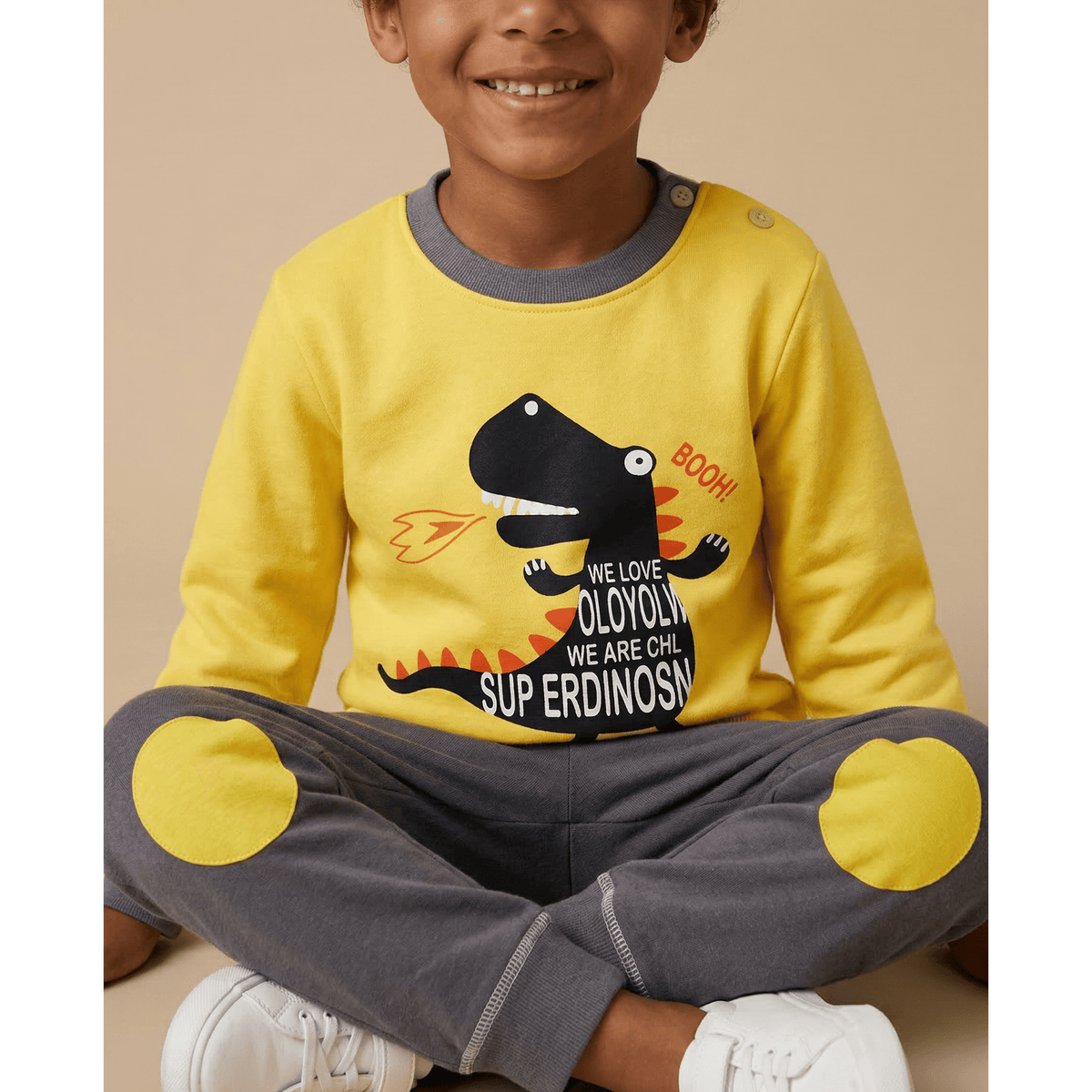 Pyjama enfant jaune et gris – Confort unique pour des nuits magiques