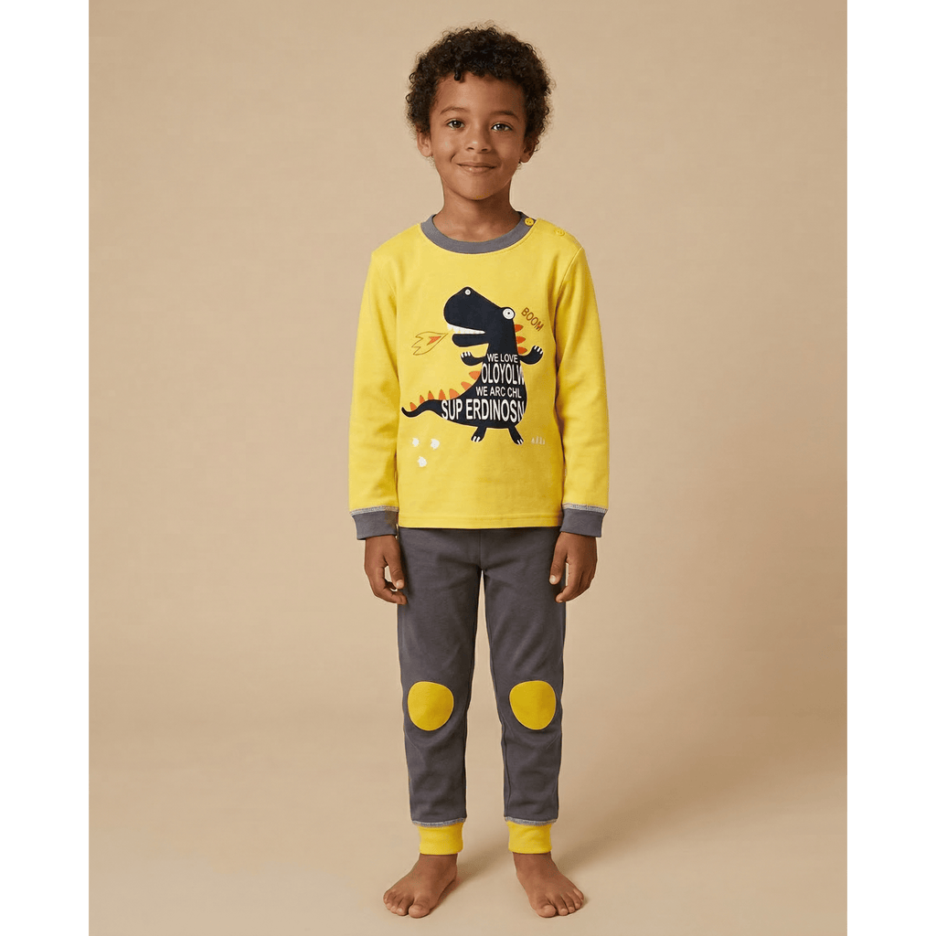 Pyjama enfant jaune et gris – Confort unique pour des nuits magiques