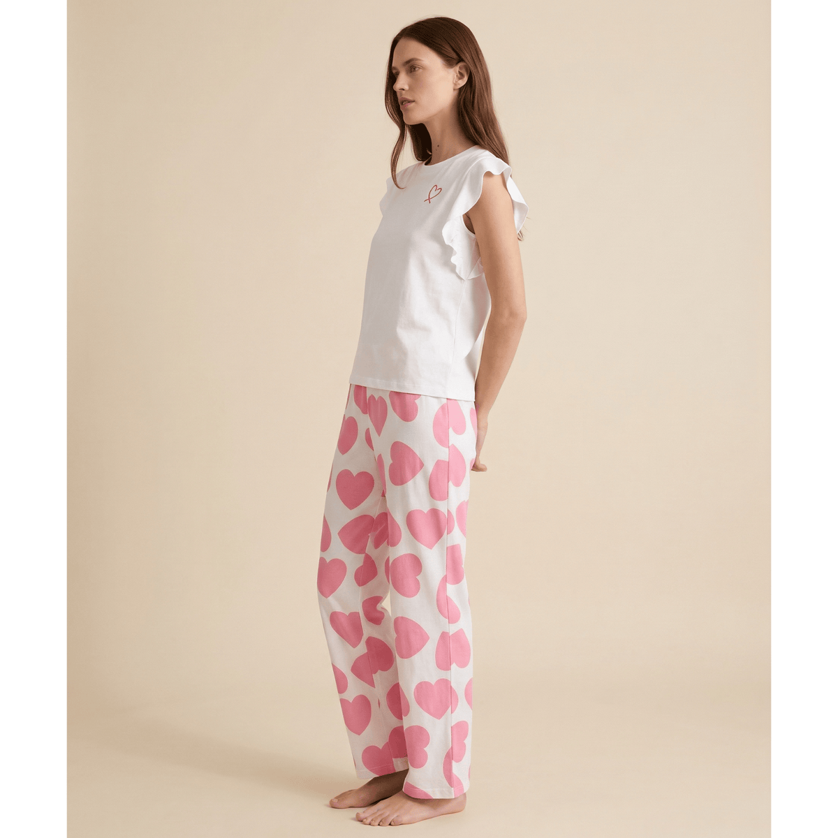 Pyjama femme coeur rose – Confort élégant pour vos nuits douces