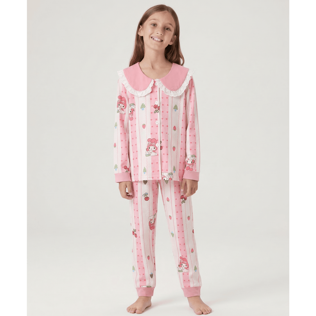Pyjama fille vertical rayé rose et blanc – Confort & Style Irrésistibles