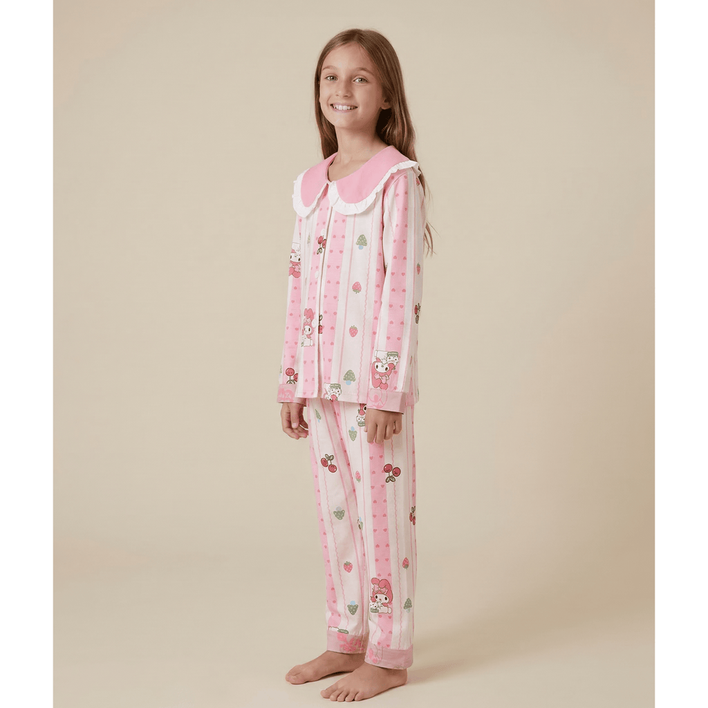 Pyjama fille vertical rayé rose et blanc – Confort & Style Irrésistibles