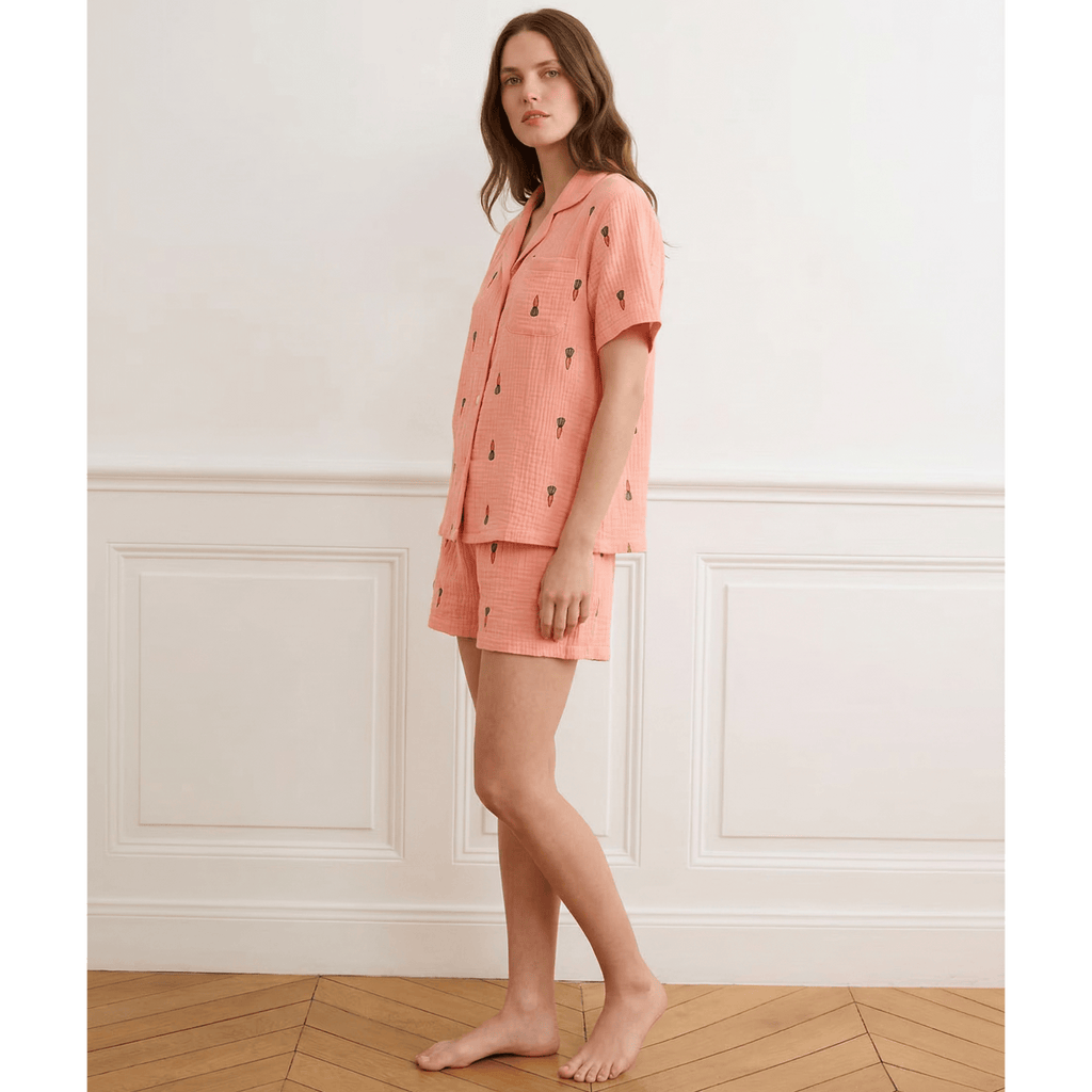 Pyjama gaze de coton femme rose – Confort exquis & style doux