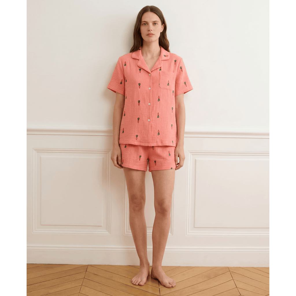 Pyjama gaze de coton femme rose – Confort exquis & style doux