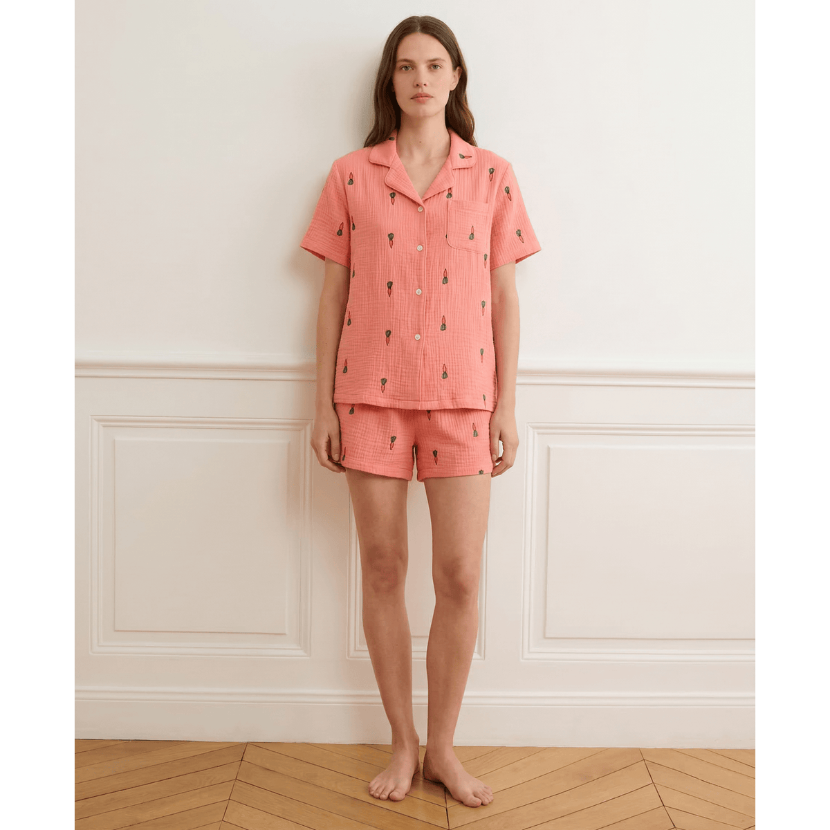 Pyjama gaze de coton femme rose – Confort exquis & style doux