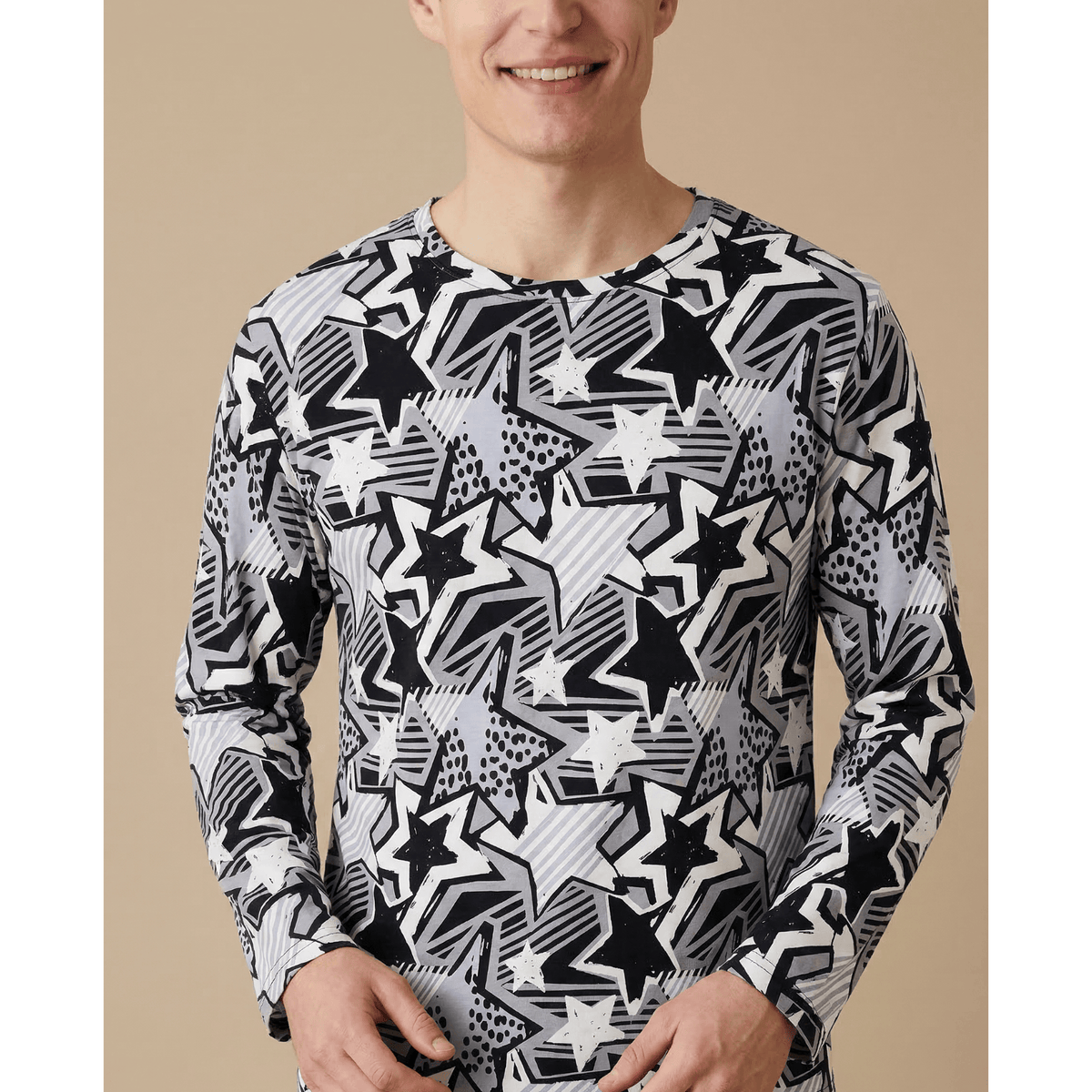 Pyjama homme blanc à motif – Confort chic et style unique à saisir