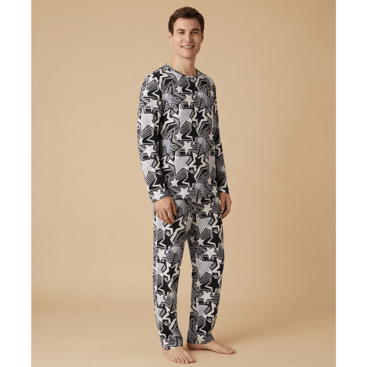 Pyjama homme blanc à motif – Confort chic et style unique à saisir