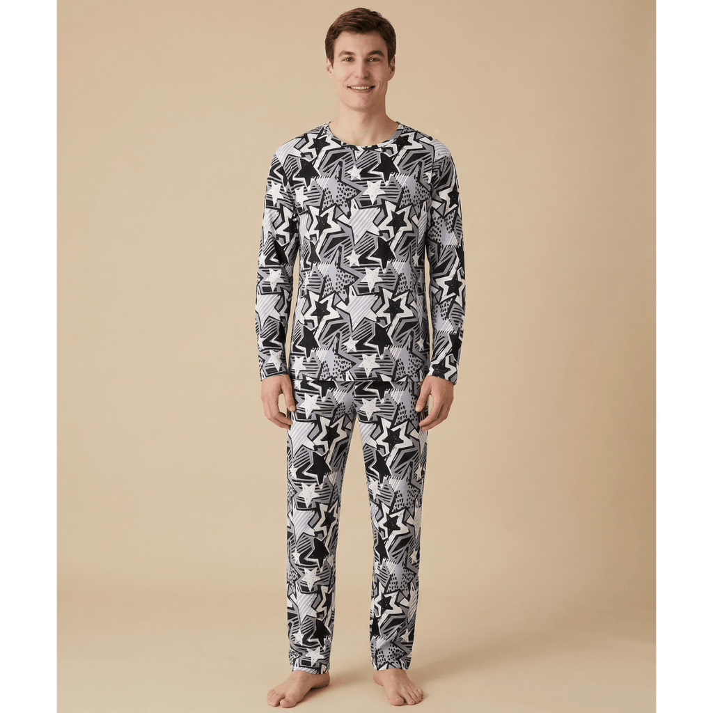 Pyjama homme blanc à motif – Confort chic et style unique à saisir