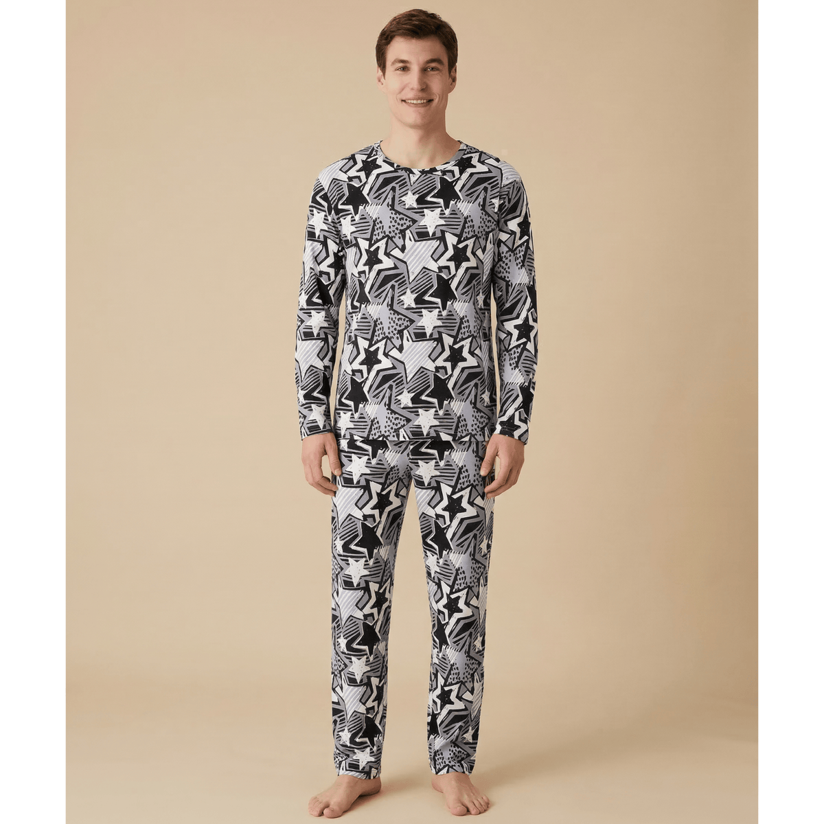 Pyjama homme blanc à motif – Confort chic et style unique à saisir