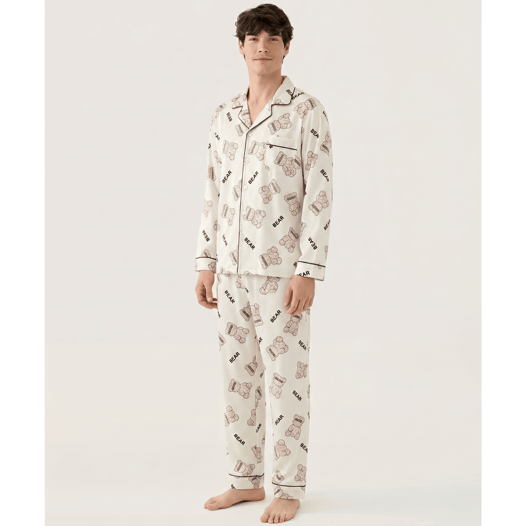 Pyjama homme en satin à motif 