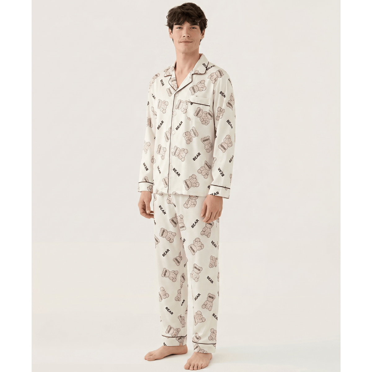 Pyjama homme en satin à motif 