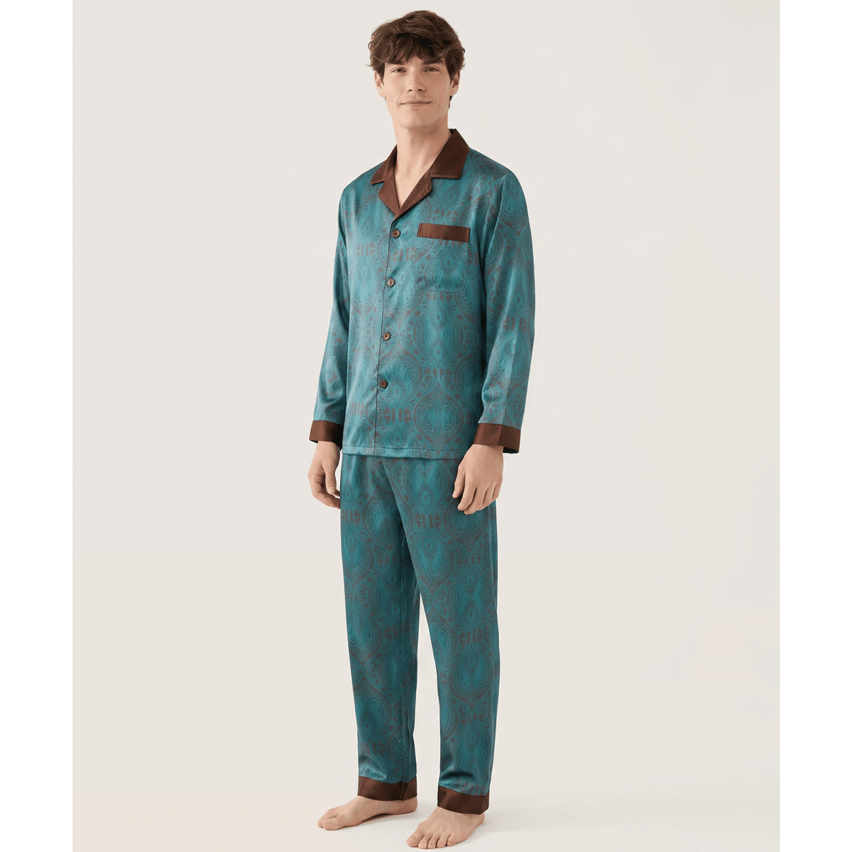 Pyjama homme en satin à motif 
