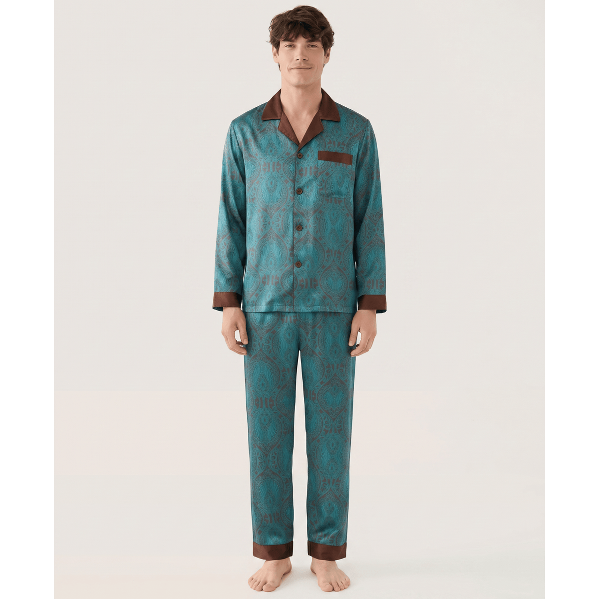 Pyjama homme en satin à motif 