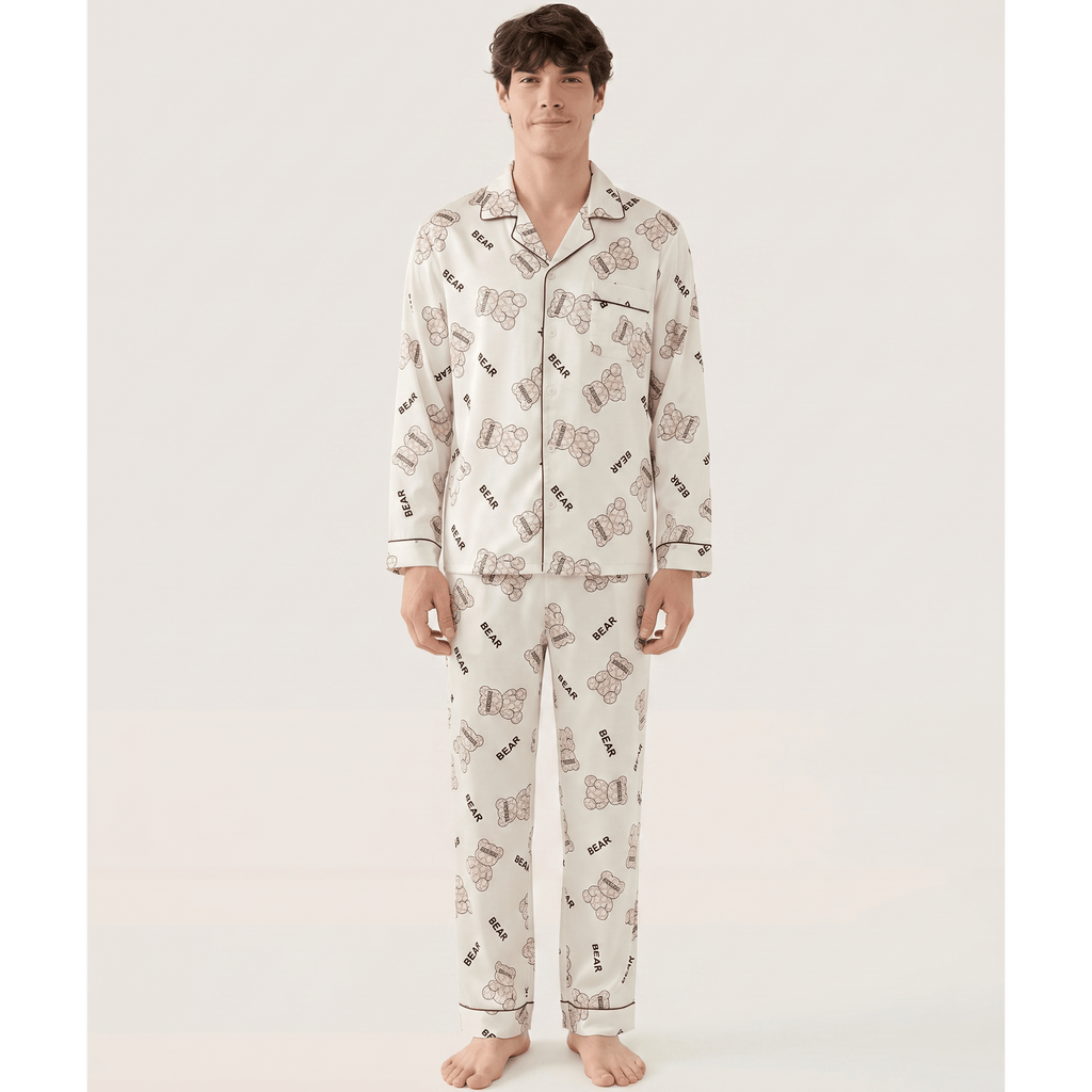 Pyjama homme en satin à motif 