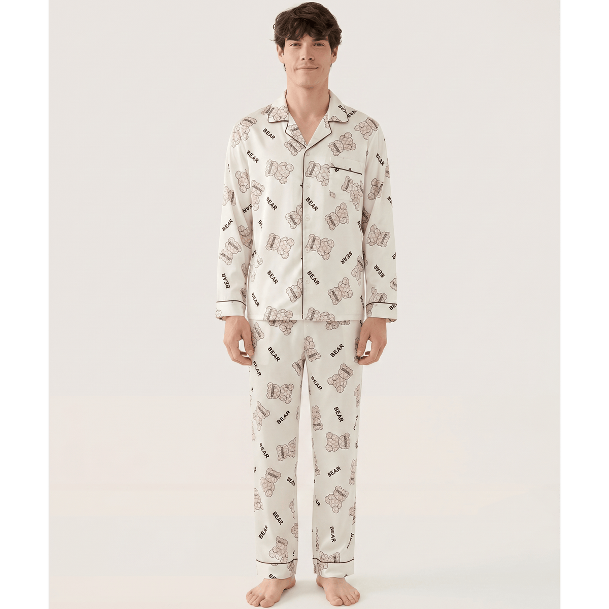 Pyjama homme en satin à motif 