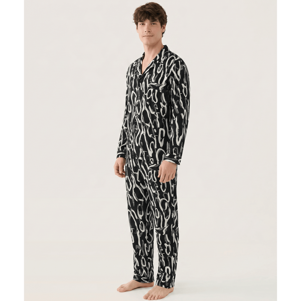 Pyjama homme en satin à motif 