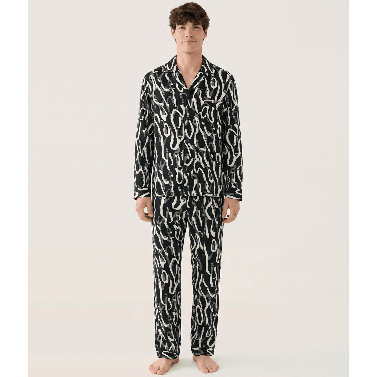 Pyjama homme en satin à motif 