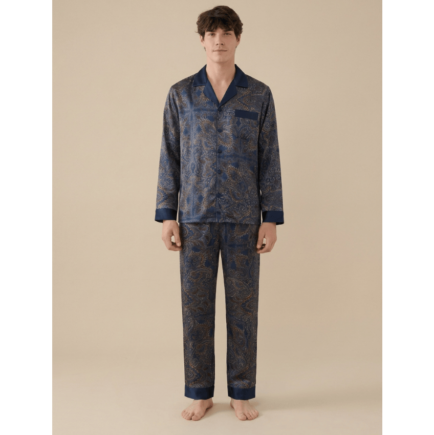 Pyjama homme en satin à motif 