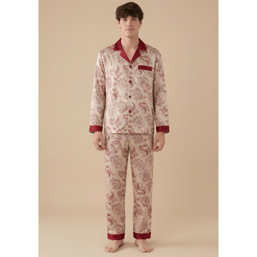Pyjama homme en satin à motif 