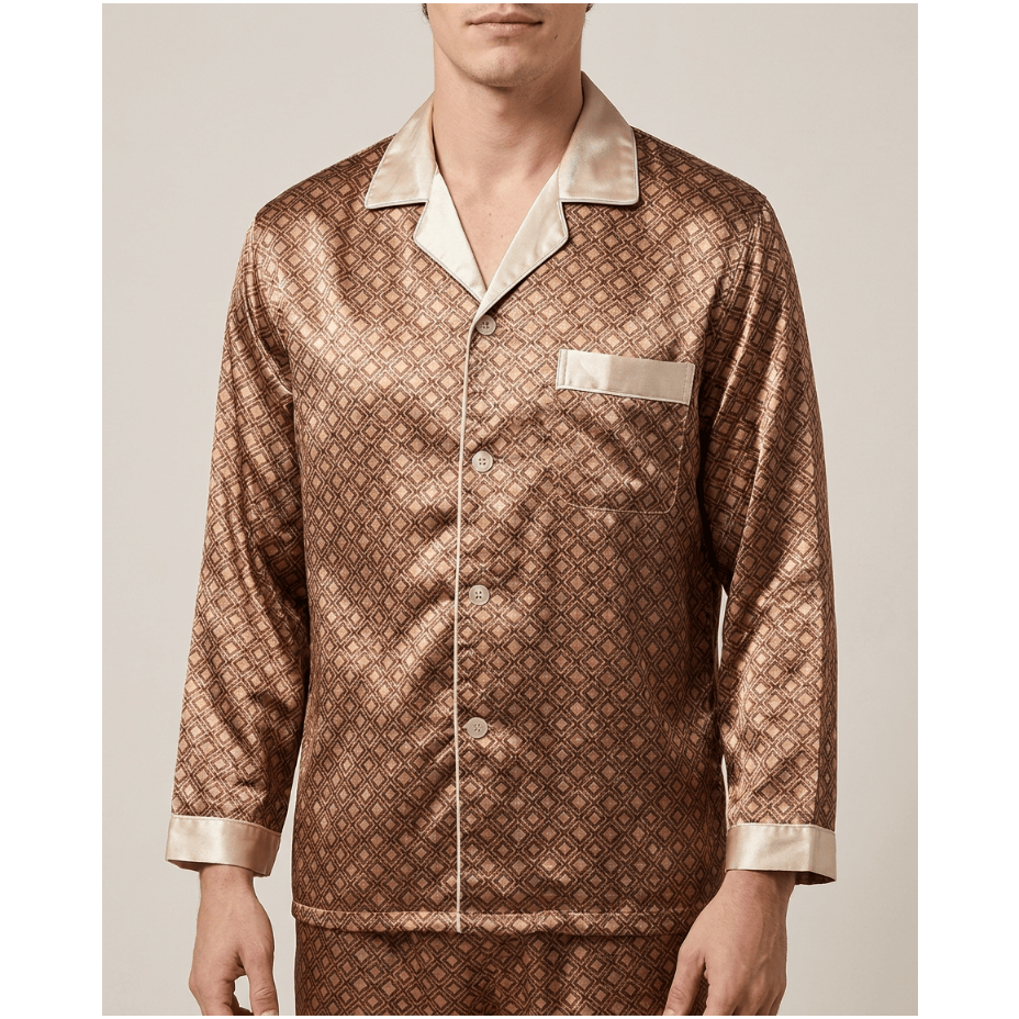 Pyjama homme en satin marron