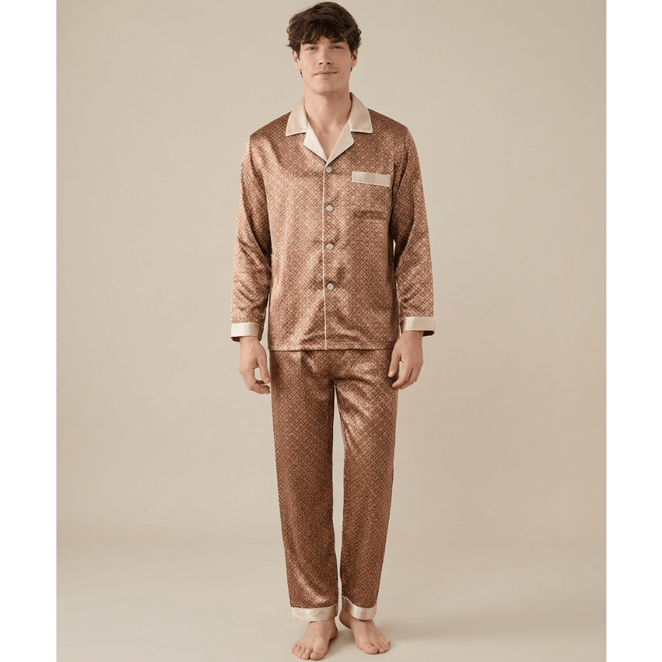 Pyjama homme en satin marron