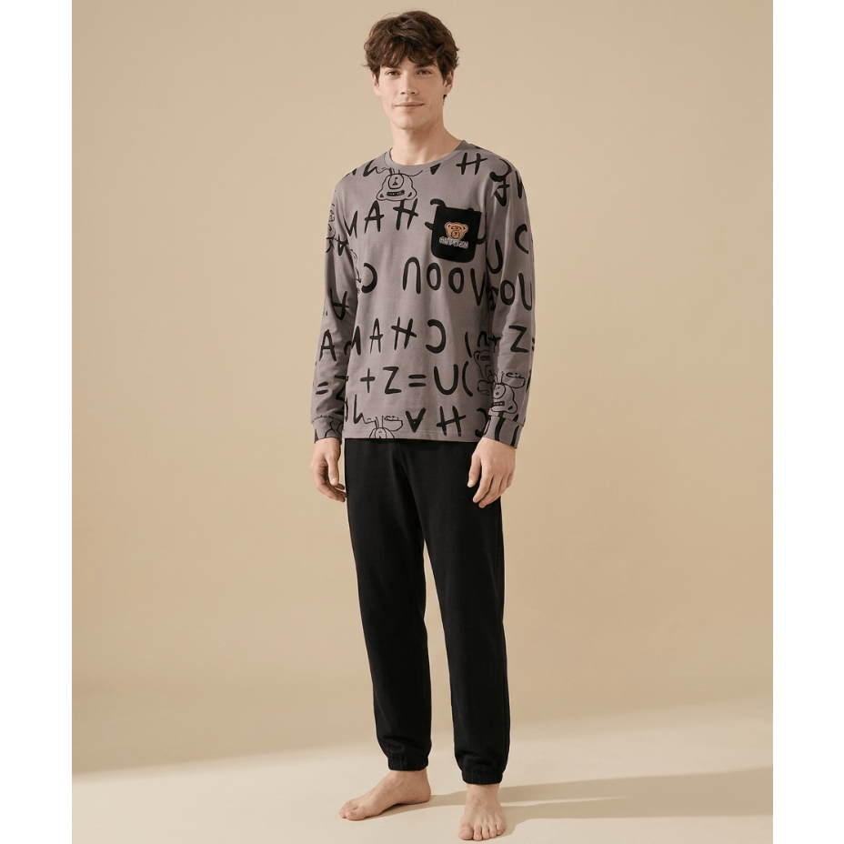 Pyjama homme noir et gris 