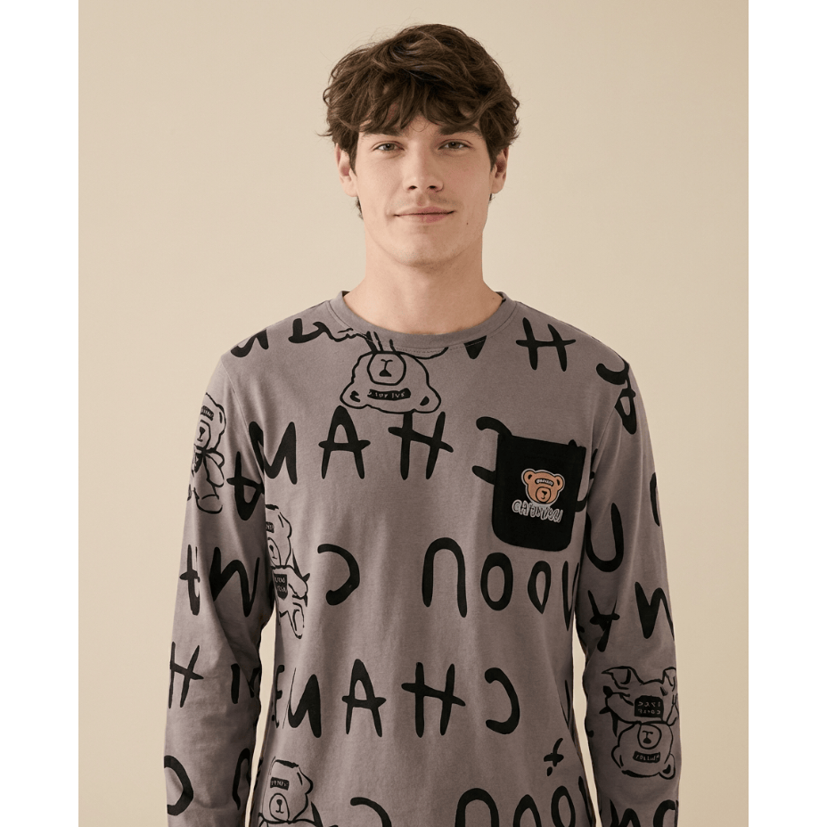 Pyjama homme noir et gris 