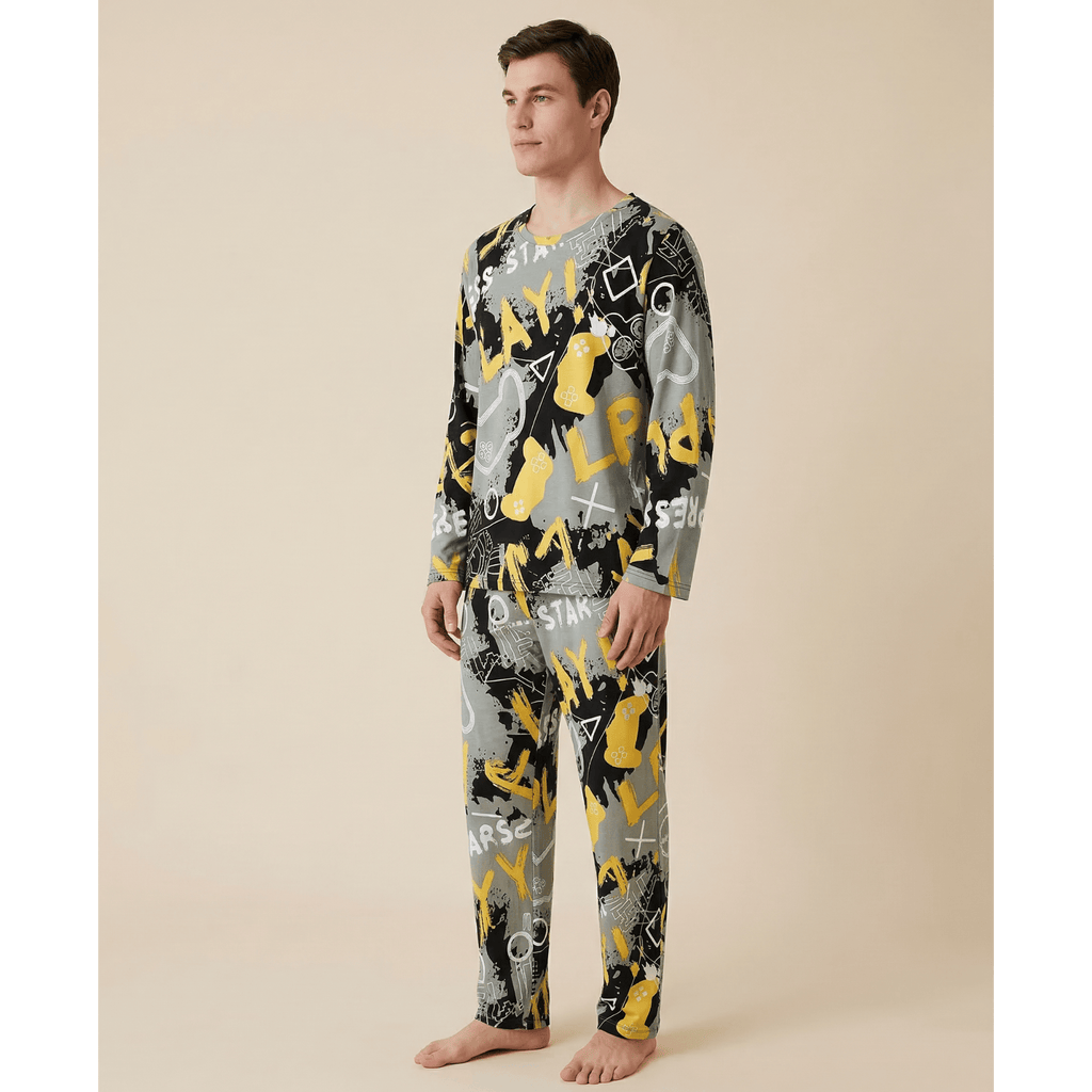 Pyjama homme noir et jaune – Style unique & confort absolu