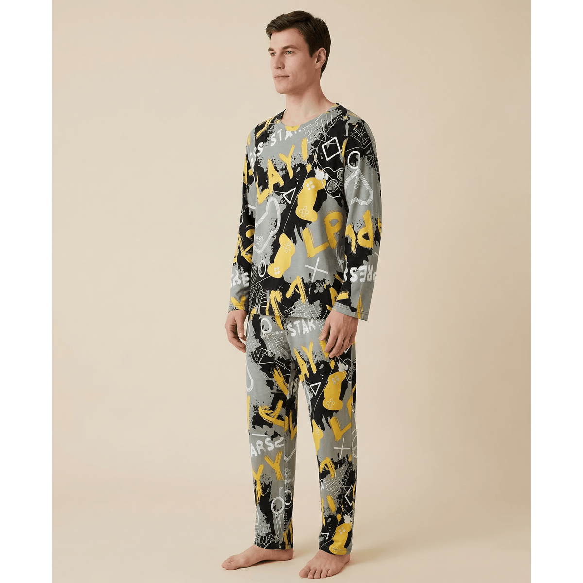 Pyjama homme noir et jaune – Style unique & confort absolu