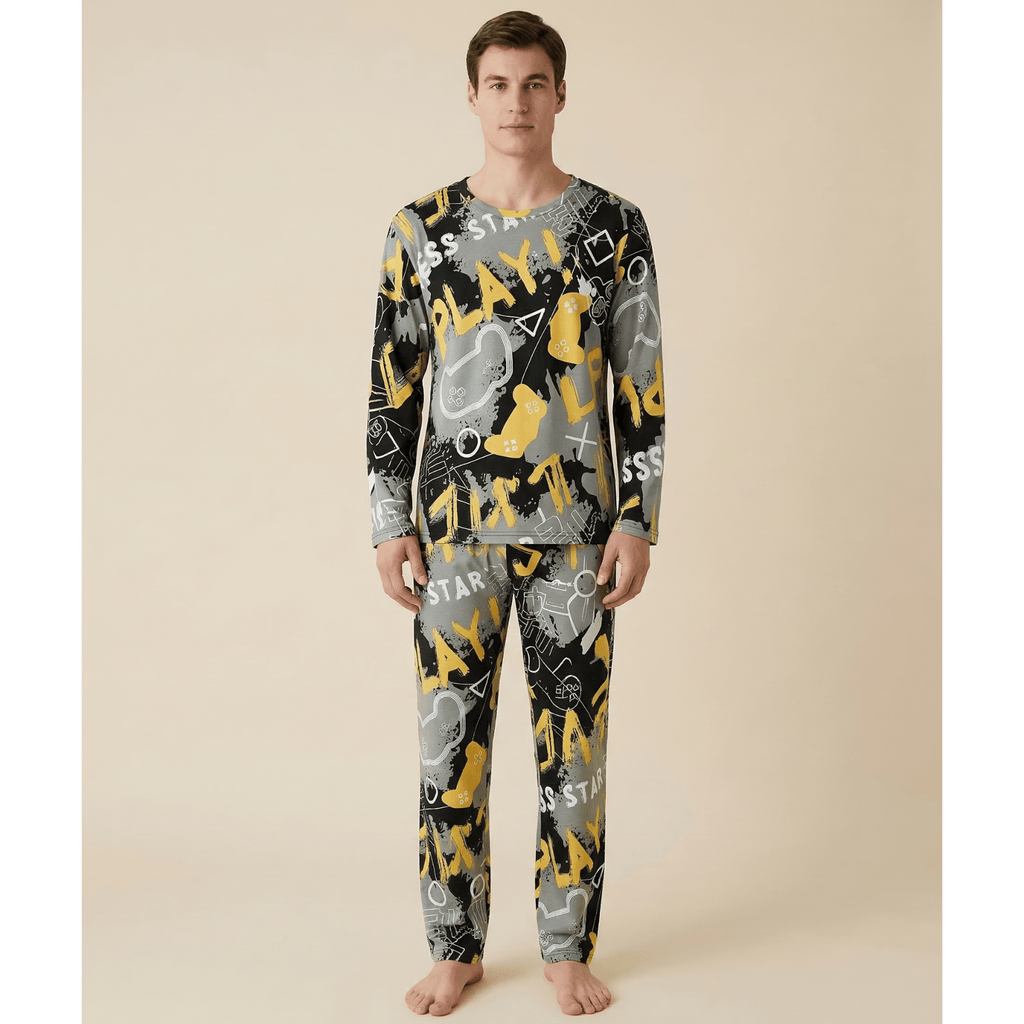 Pyjama homme noir et jaune – Style unique & confort absolu