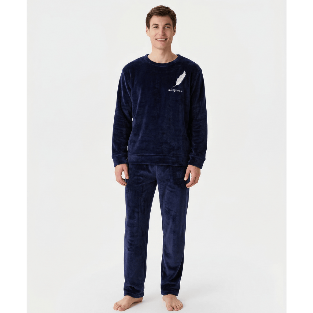 Pyjama homme polaire bleu marine - Confort chaud & style irrésistible