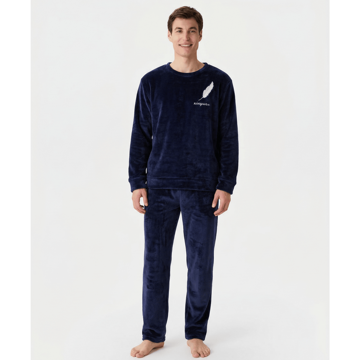 Pyjama homme polaire bleu marine - Confort chaud & style irrésistible