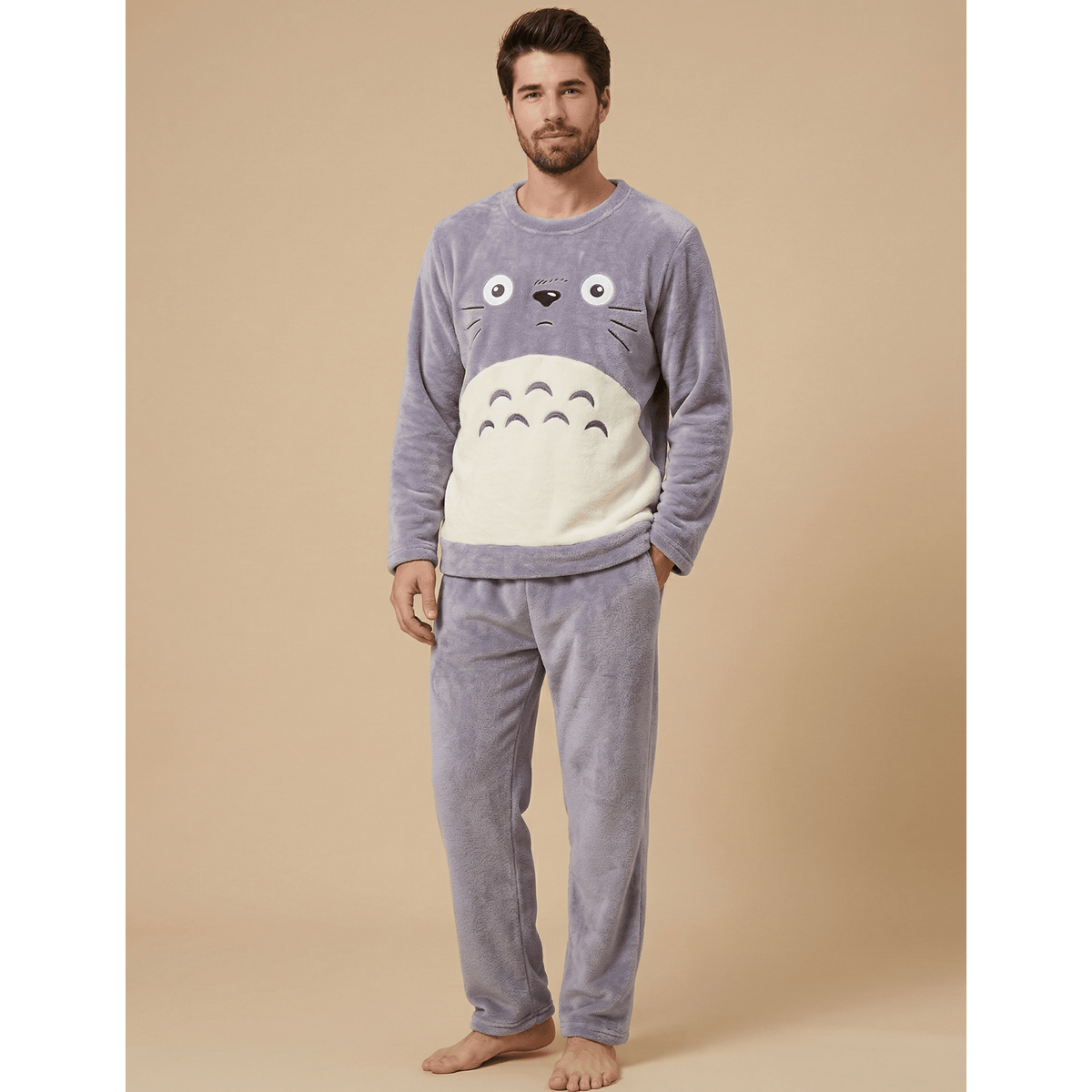 Pyjama homme polaire tête de chat 