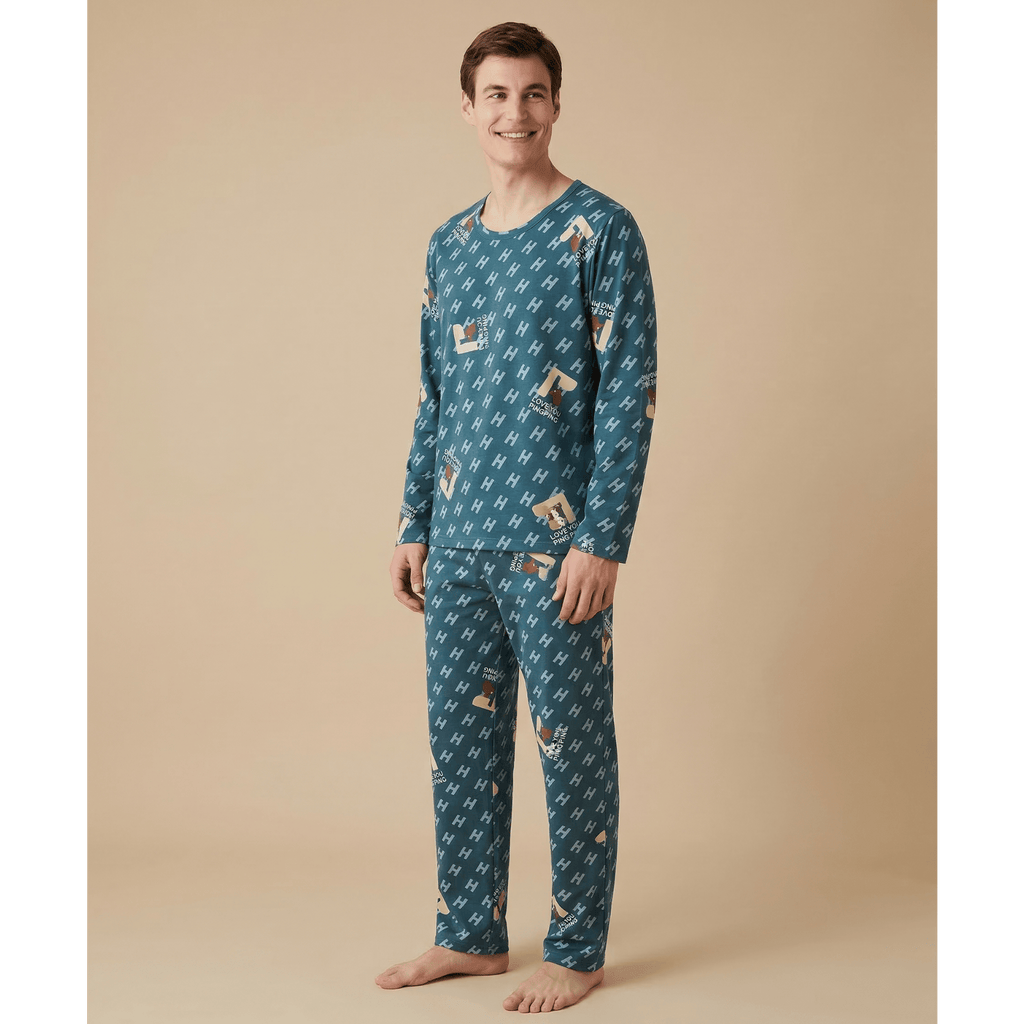 Pyjama homme vert à motif - Confort unique pour vos nuits stylées