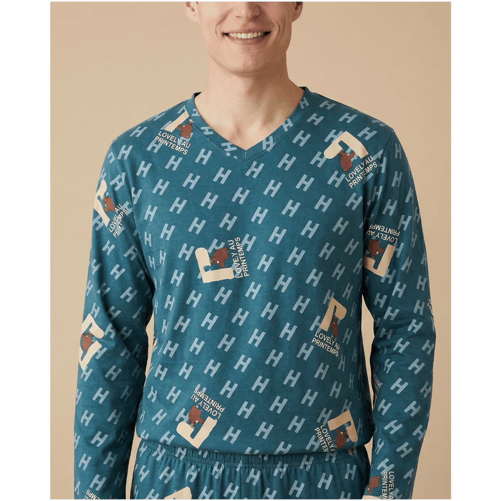 Pyjama homme vert à motif - Confort unique pour vos nuits stylées